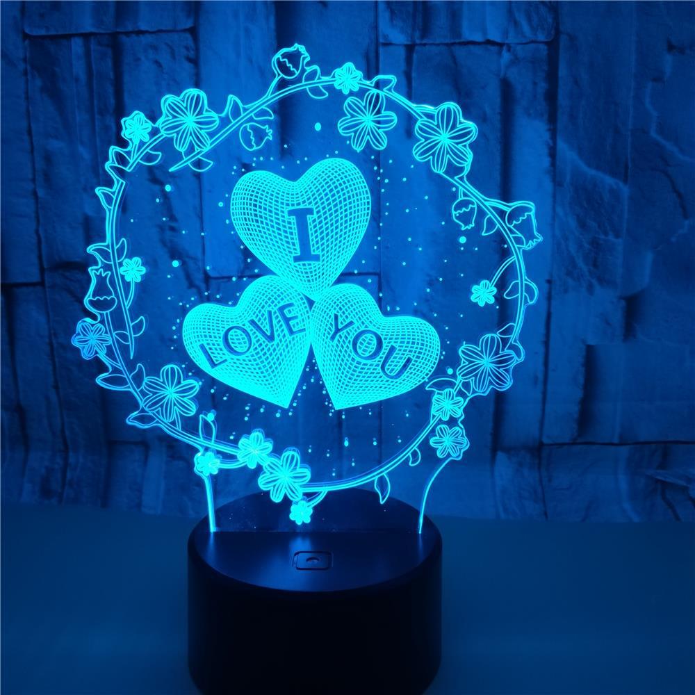 3D Lamp Pattern I LOVE YOU Valentine&