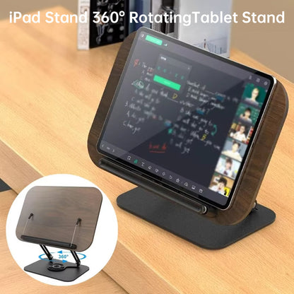 Adjustable 360° Rotating Book Stand with Elastic Clips, for Cookbooks, Laptops &amp; More