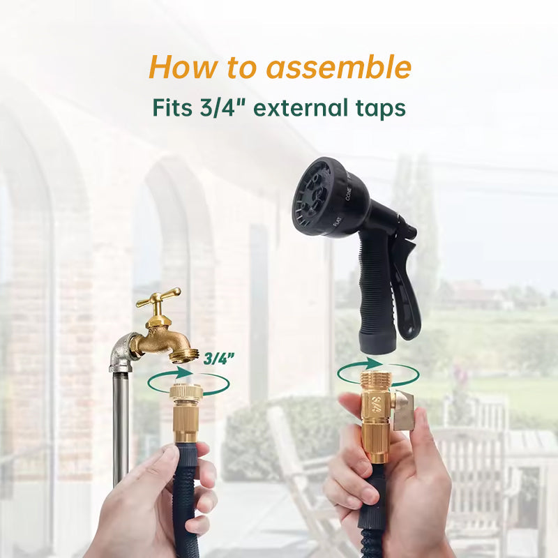 100 - ft Expandable Garden Hose with Nozzle. Light, Durable &amp; Kink - Free for Car Wash &amp; Outdoor Watering