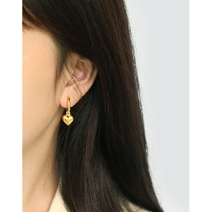 Simple temperament love heart-shaped pendant earrings women&