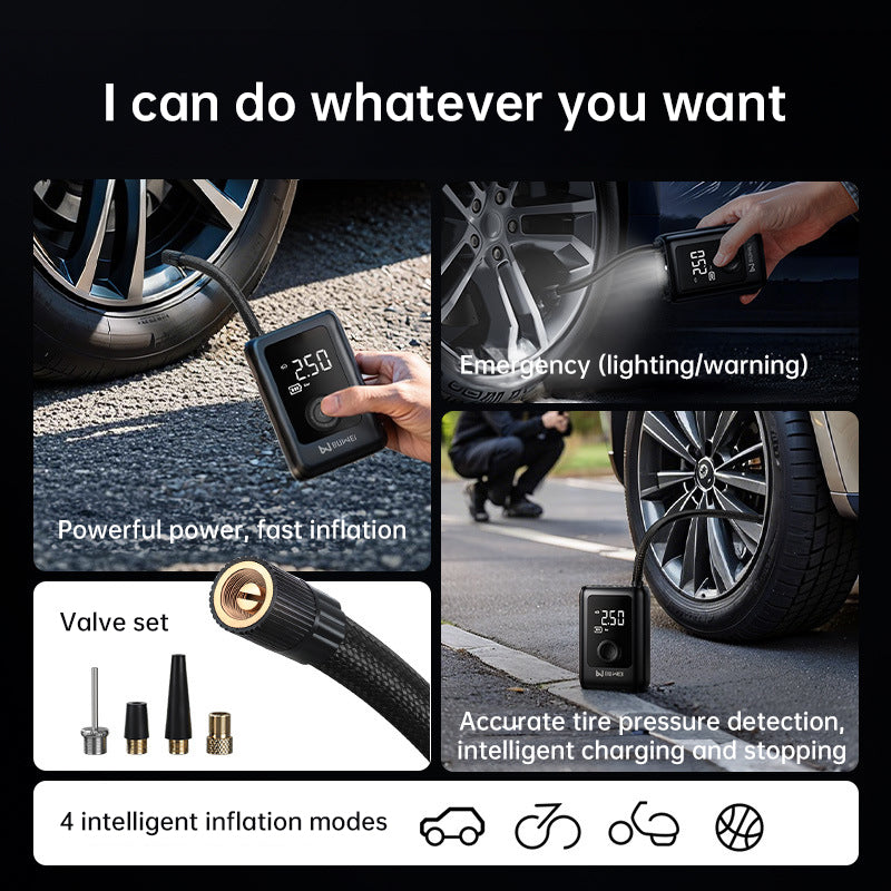 150PSI Rechargeable Electric Tire Pump with Light &amp; LCD: for cars, bikes
