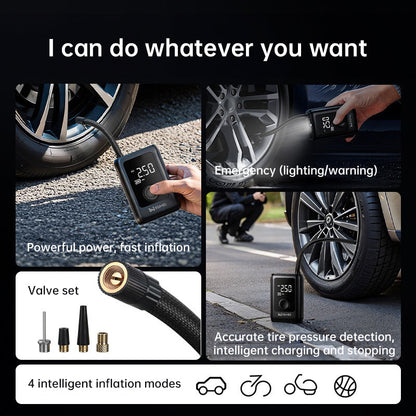 150PSI Rechargeable Electric Tire Pump with Light &amp; LCD: for cars, bikes