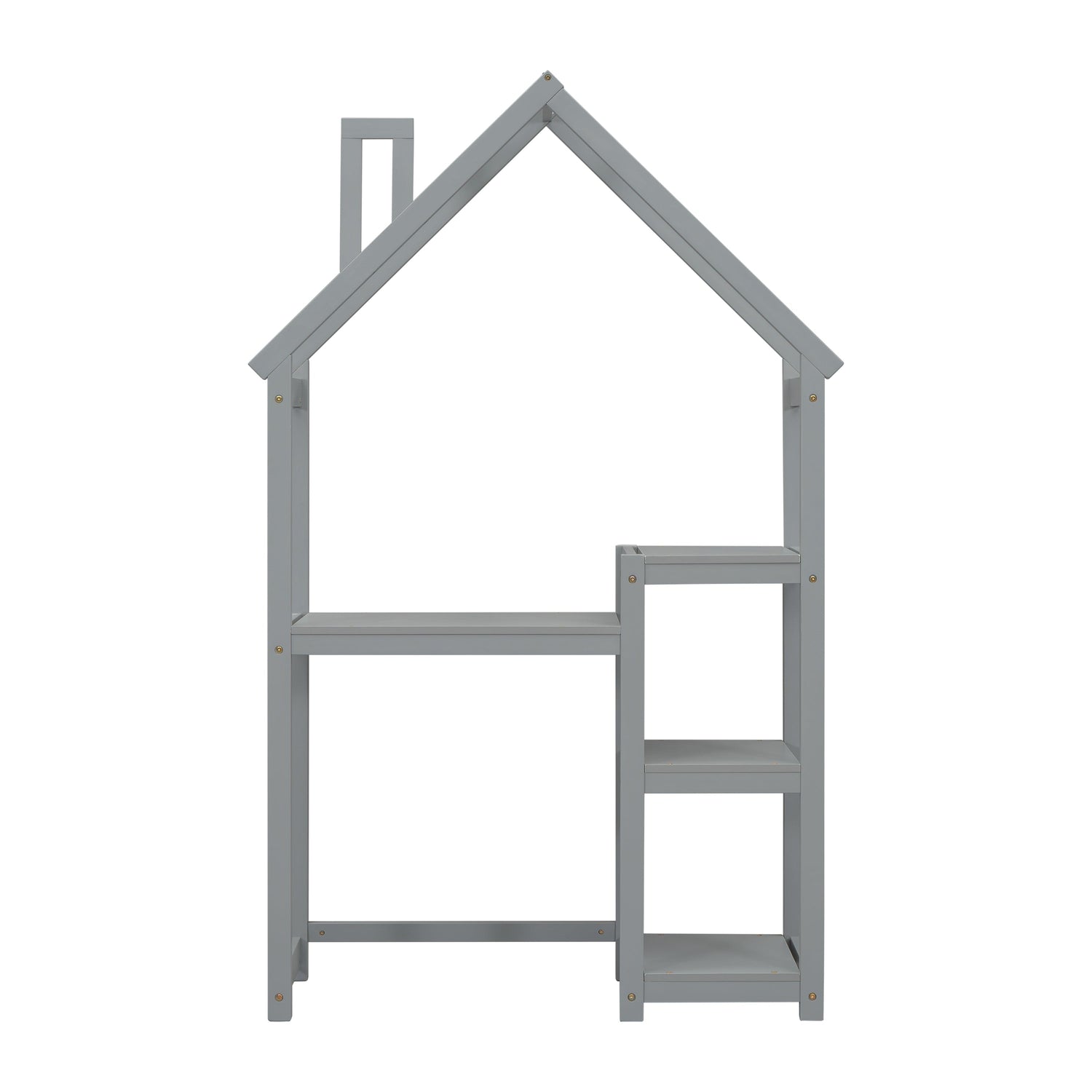 House-shaped Wooden writing Desk,Kids study Table,Bookshelf &amp; Toy Storage,Grey