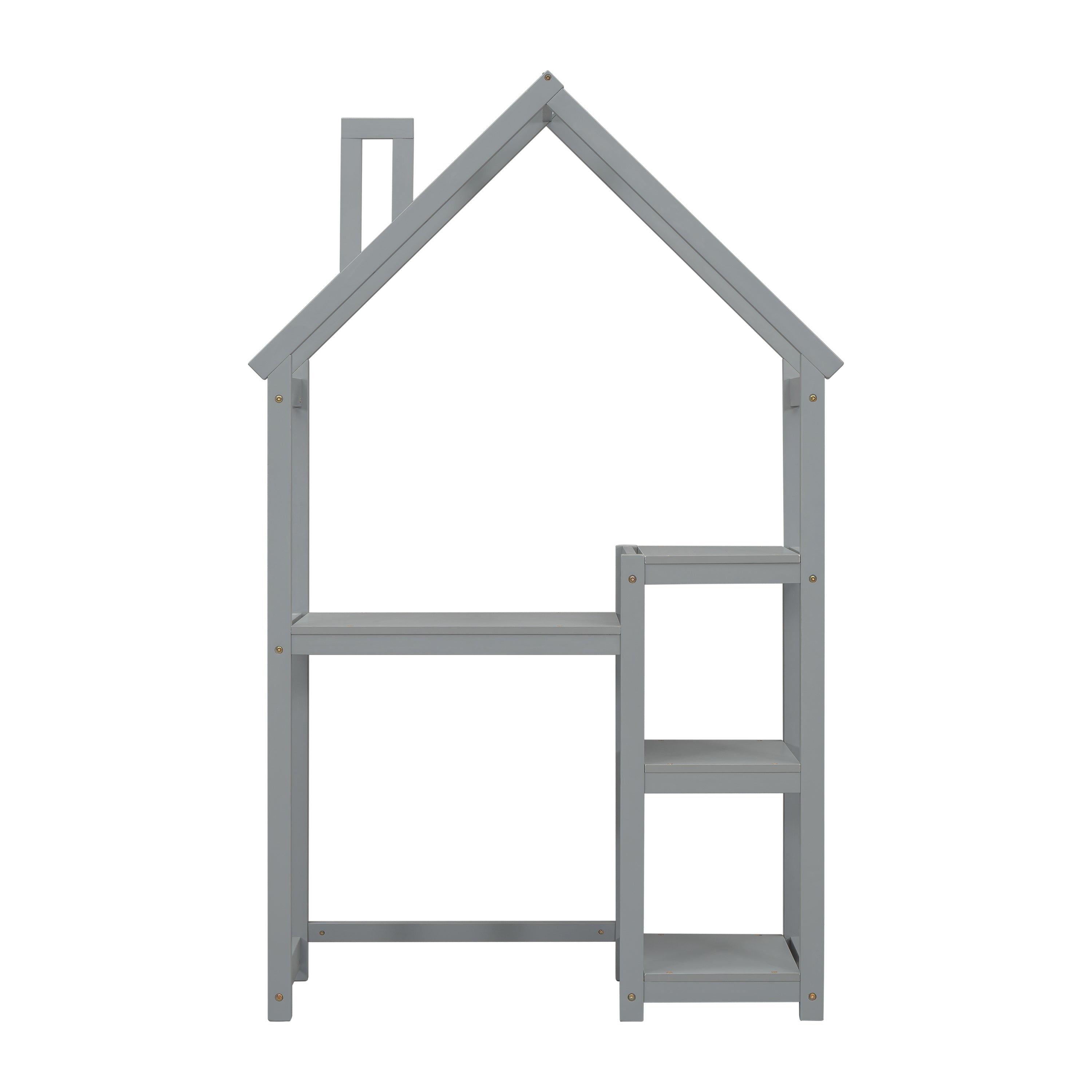 House-shaped Wooden writing Desk,Kids study Table,Bookshelf &amp; Toy Storage,Grey