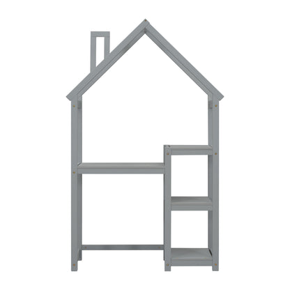 House-shaped Wooden writing Desk,Kids study Table,Bookshelf &amp; Toy Storage,Grey