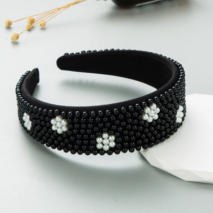 New Fashion Full Pearl Wide Edge Shampoo Headband Pressed Hair Ornament