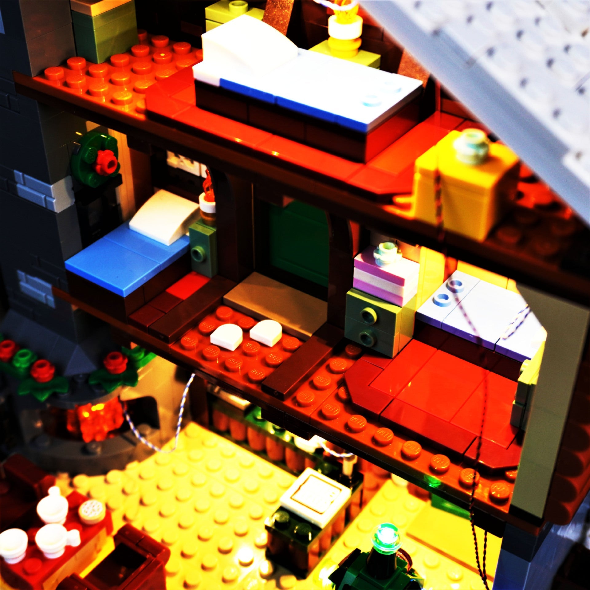 DIY lighting compatible with LEGO 10325 winter snow mountain cabin building blocks with remote control LED lighting
