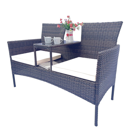 Wicker Patio Conversation Furniture Set Outdoor Furniture Set with Removable Cushions &amp; Table