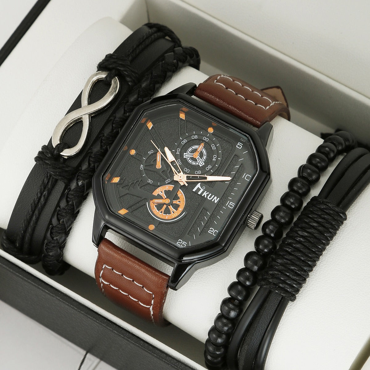Fashion New Double Layer Square Shell Belt Casual Men&