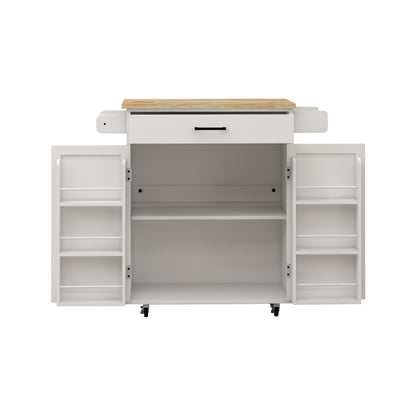 Kitchen island rolling trolley cart with 1 drawer &amp; 2 doors with storage racks &amp; Adjustable Shelves &amp; towel rack