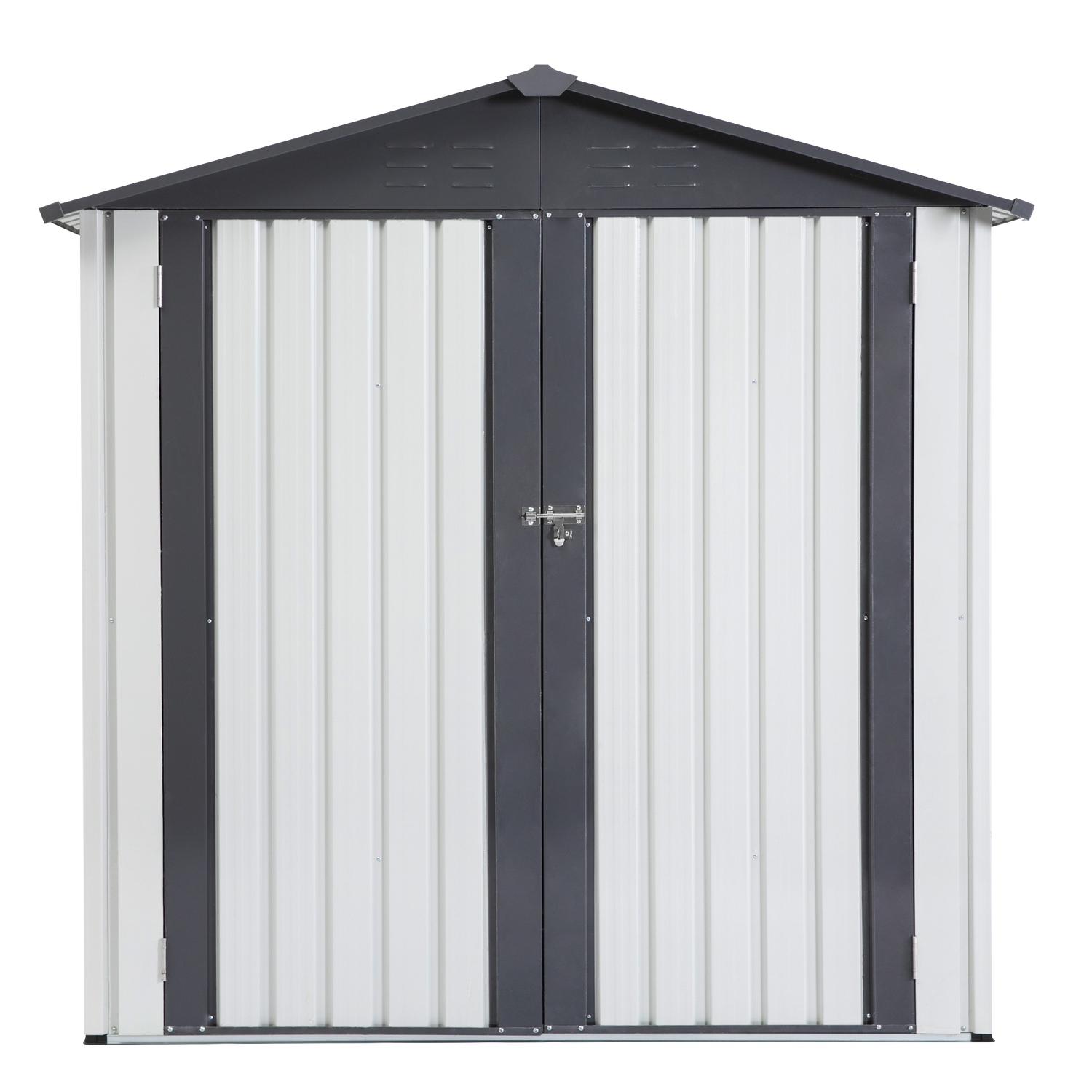 XWT014 Garden Metal Storage Shed Gray White 6x4x6ft outdoor storing tools Rainproof Hinge door version