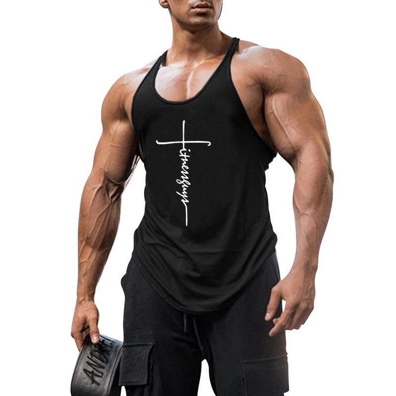 Pure cotton bodybuilding and fitness vest muscle men&
