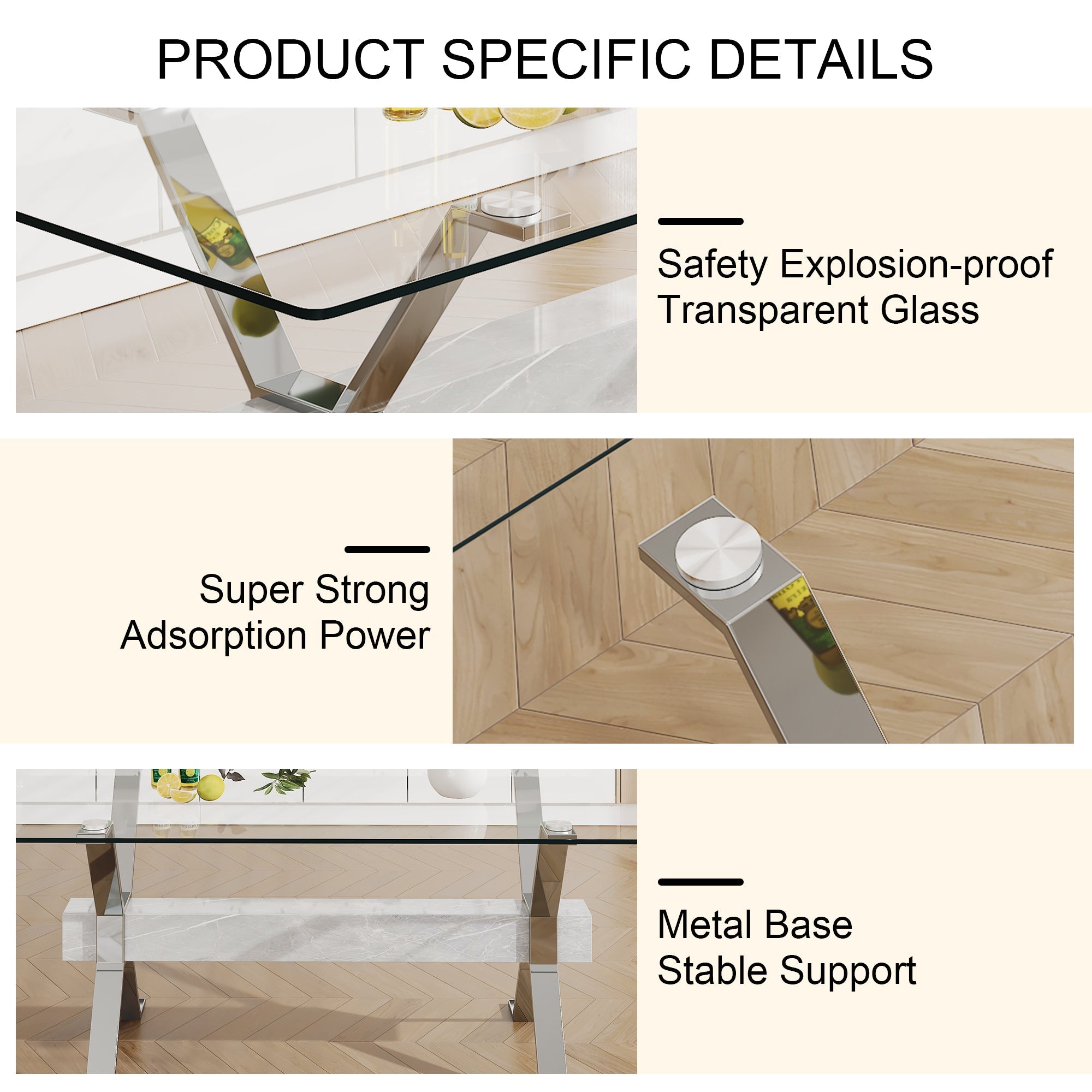Dining table Modern tempered glass dining table 79 &