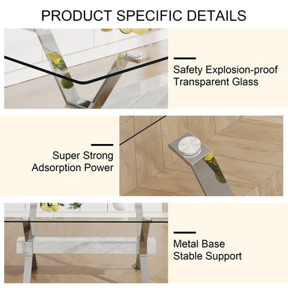 Dining table Modern tempered glass dining table 79 &