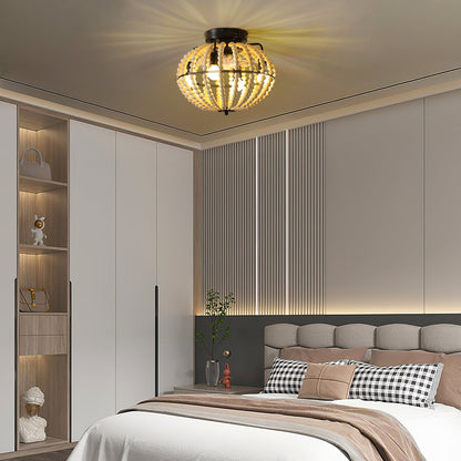 Beaded Wood Chandelier Fan