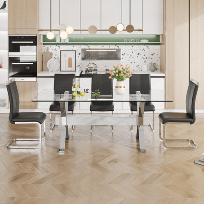 Dining table Modern tempered glass dining table 79 &