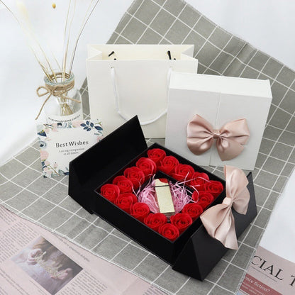 Double door 16 roses eternal flower gift box holiday necklace ring bracelet Valentine&