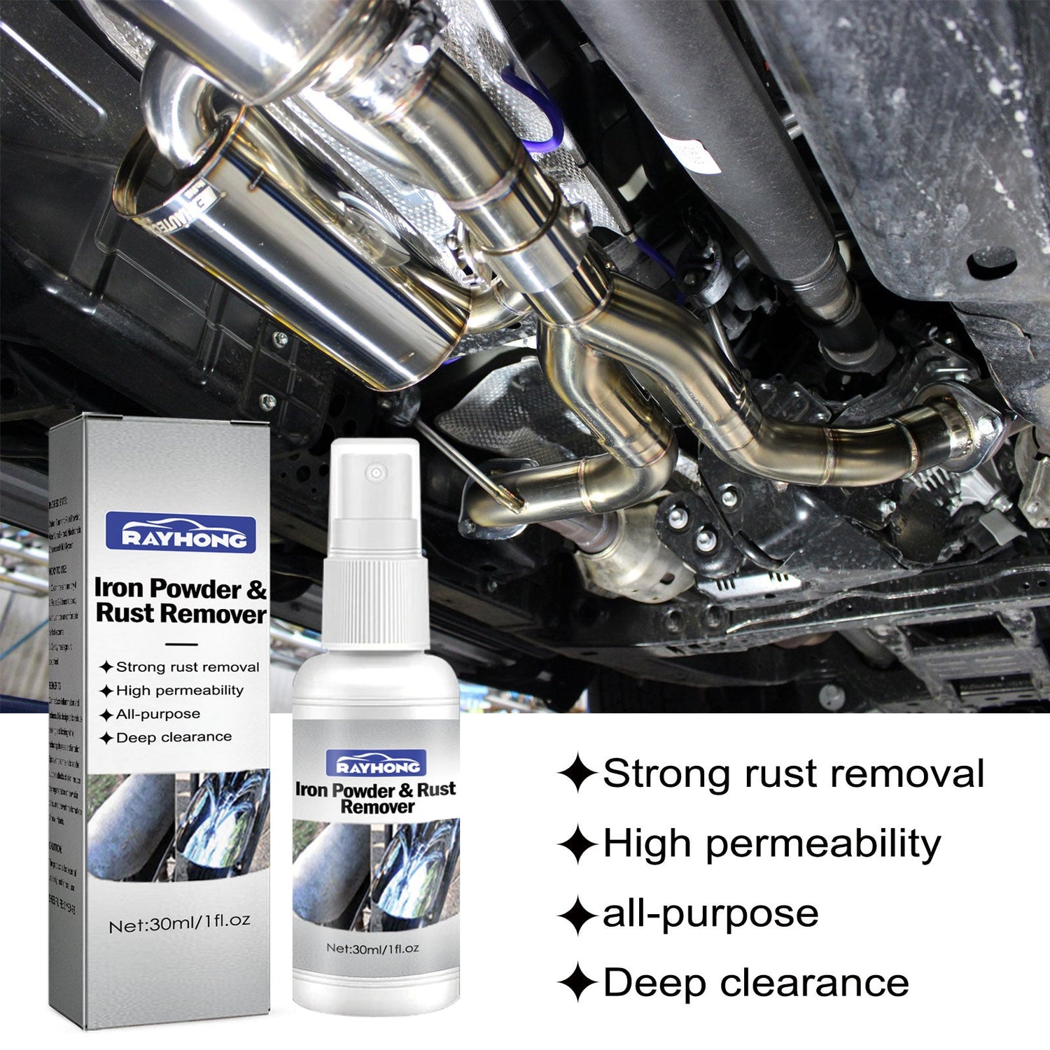 Lron Powder &amp; Rust Remover, Multi-Functional Metal Rust Remover For Automobile And Motorcycle Exhaust Pipe Rust Renovation Maintenance