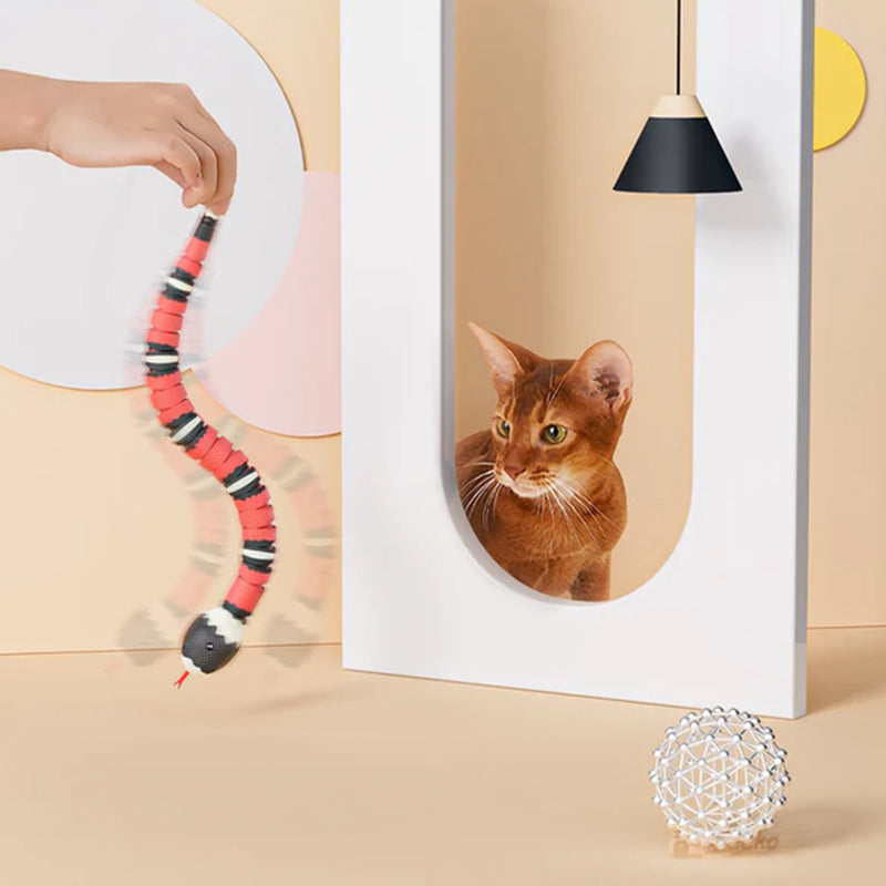 USB Rechargeable Interactive Cat Toy with Smart Sensing, an Automatic Electronic Snake for Kittens&