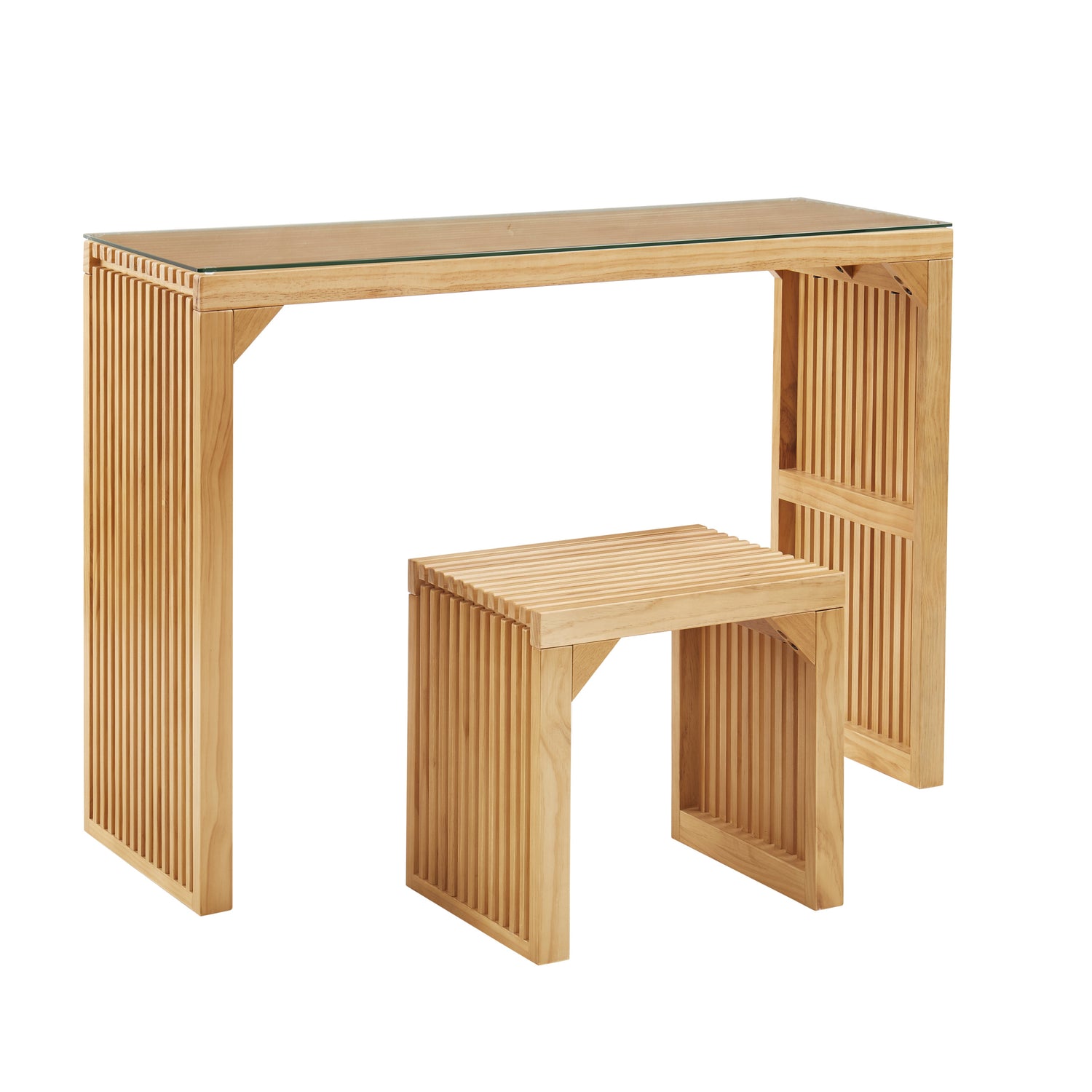 Pine Dining Bench and Table, Indoor Wood Bench for Entryway,Living Room,Kitchen and Bench Set (Nature, Bench &amp; Table) Small