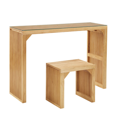 Pine Dining Bench and Table, Indoor Wood Bench for Entryway,Living Room,Kitchen and Bench Set (Nature, Bench &amp; Table) Small