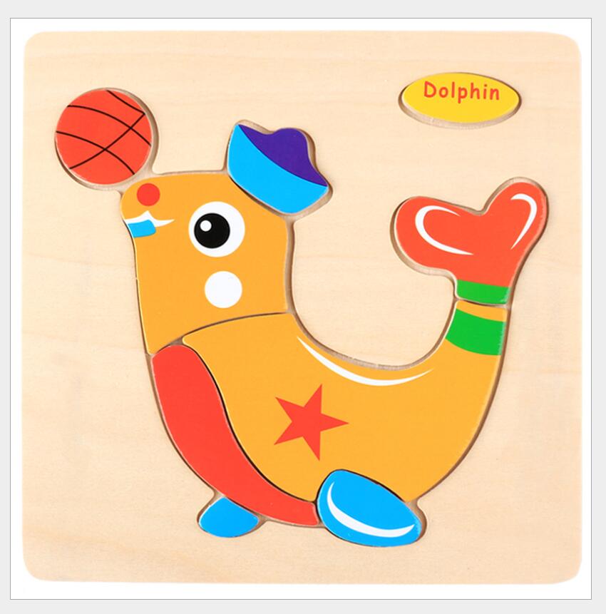 3D Puzzle Wooden Toys For Children Cartoon Animal Vehicle Wood Jigsaw Kids Baby Early Educational Learning Toy 