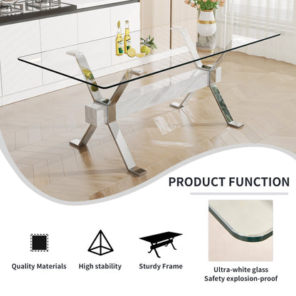 Dining table Modern tempered glass dining table 79 &