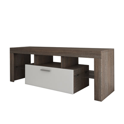 20 minutes quick assembly brown simple modern TV stand cabinet Brown + whiteTV bracket