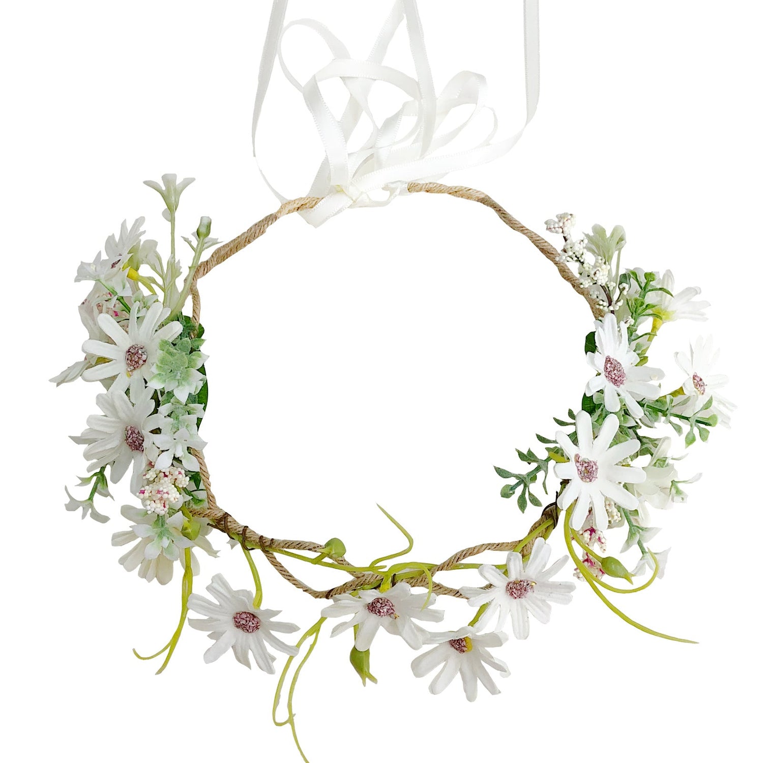 Fresh flower garland headwear hand woven fabric small daisy flower spring fairy outdoor hair accessory