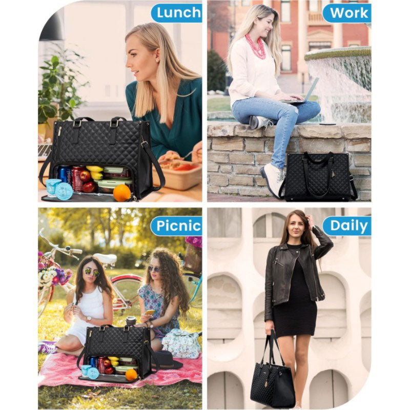 2-in-1 Travel Tote: Laptop &amp; Insulated Lunch Bag. Ideal for Business, Work, Nursing, Office, College, Casual Use