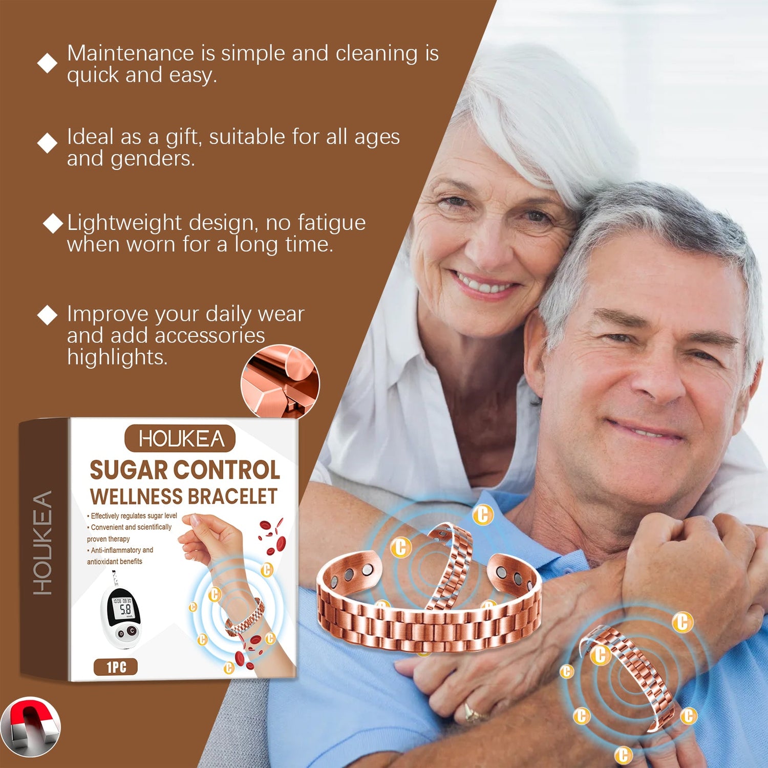 Sugar Bracelet, The Elderly Body Health Care To Relieve Discomfort, Hand In Hand To Decorate Sugar Bracelet