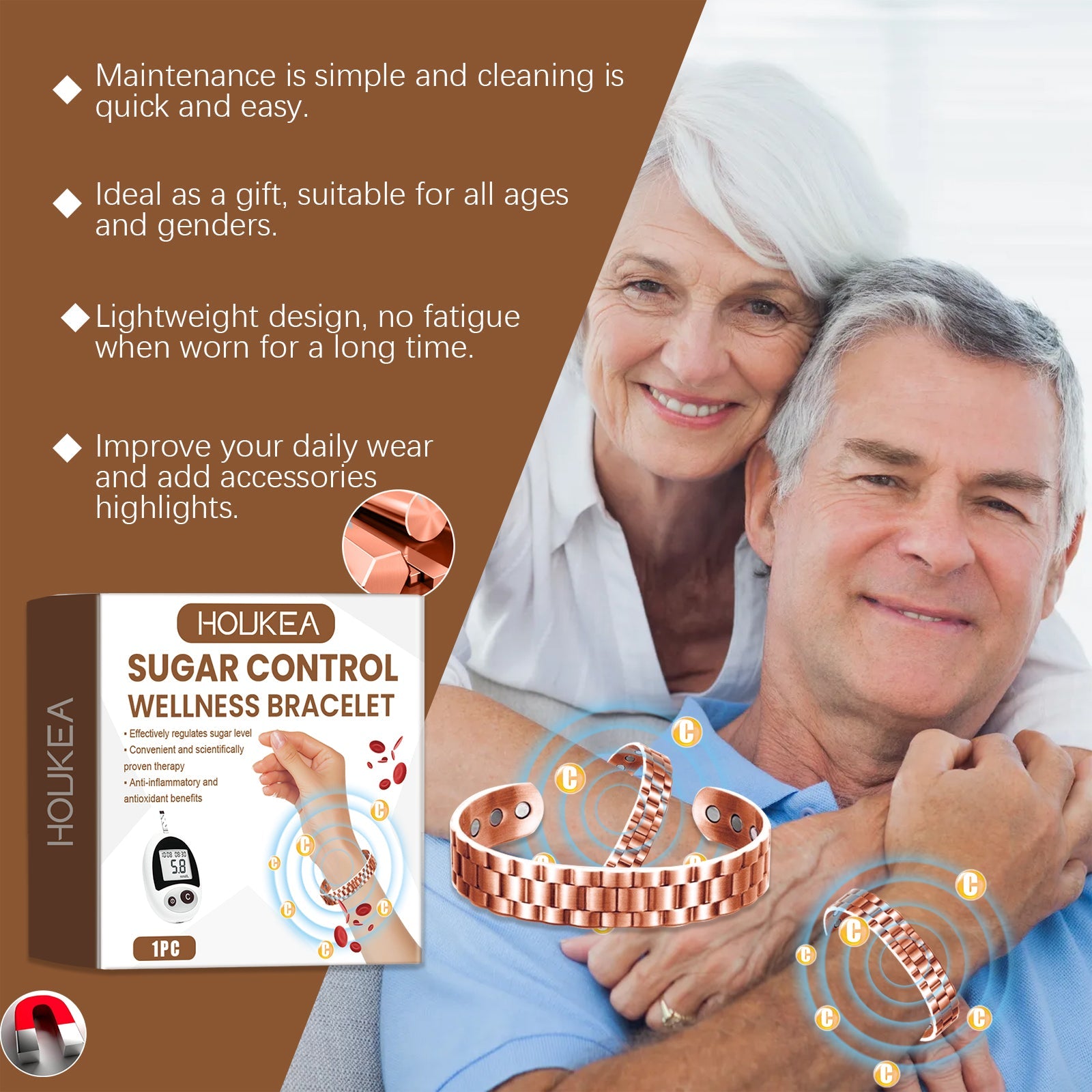 Sugar Bracelet, The Elderly Body Health Care To Relieve Discomfort, Hand In Hand To Decorate Sugar Bracelet