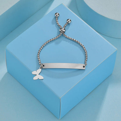 Stainless steel personalized engraved three color curved bracelet simple and personalized women&