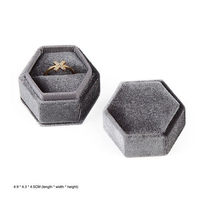 Hexagonal jewelry box, high-end Korean velvet ring earring box, jewelry box, jewelry packaging box