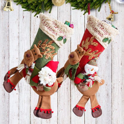 Santa Claus, snowman, deer riding socks, children&