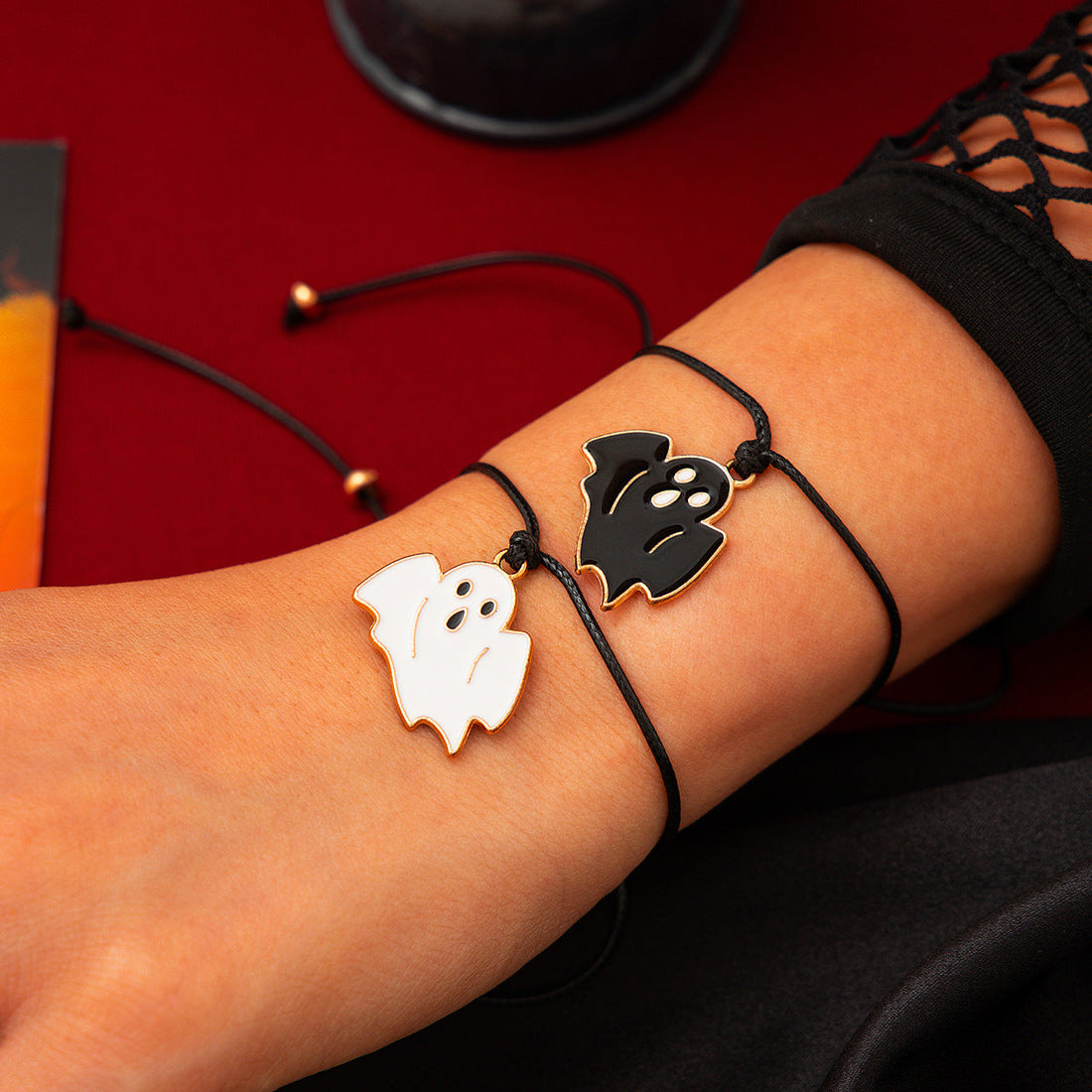 Ghost Festival Ghost Skin Wax Wire Bracelet Black Wind Bat Alloy Bracelet Set