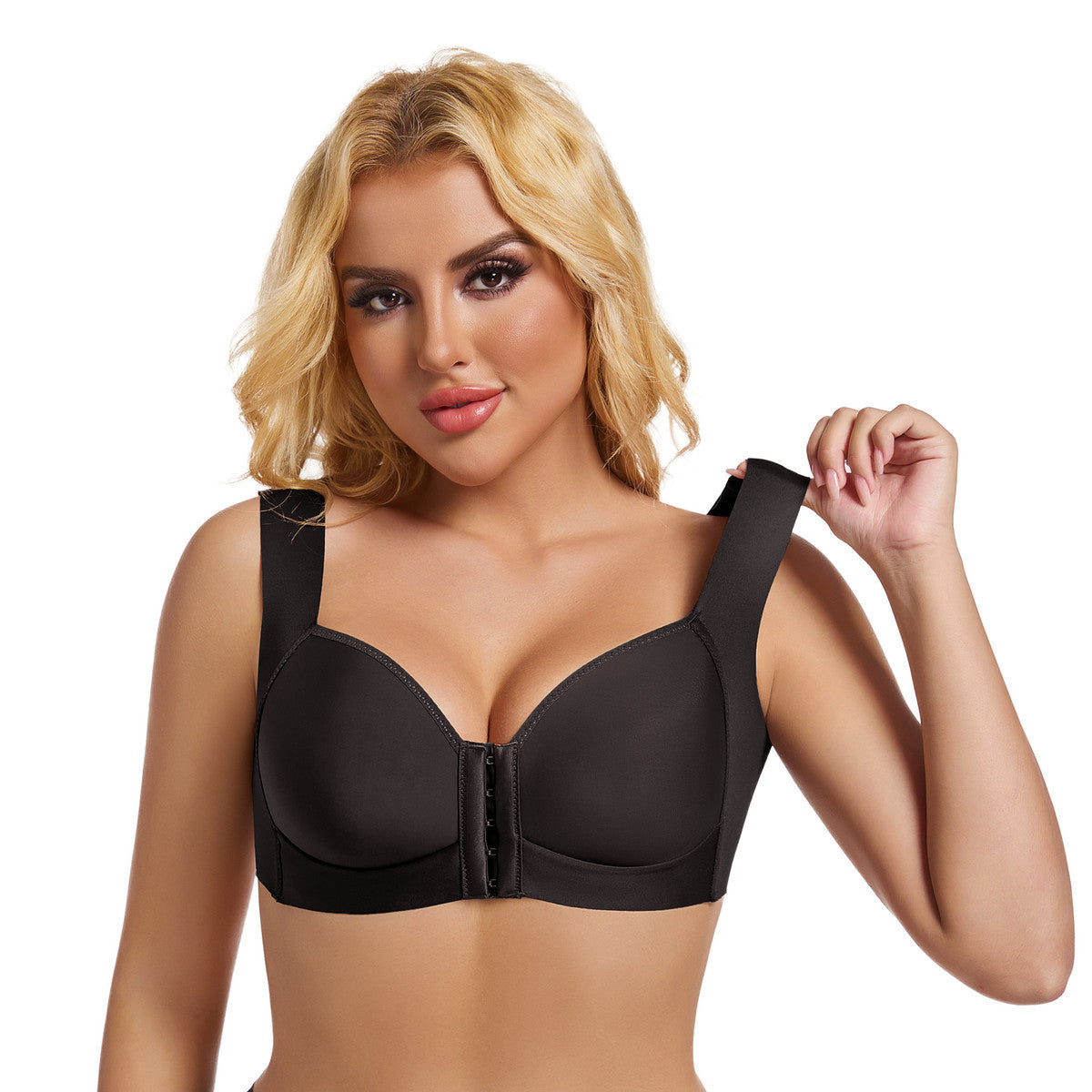 Smooth thin bra front buckle sexy gathering without steel ring adjustment women&