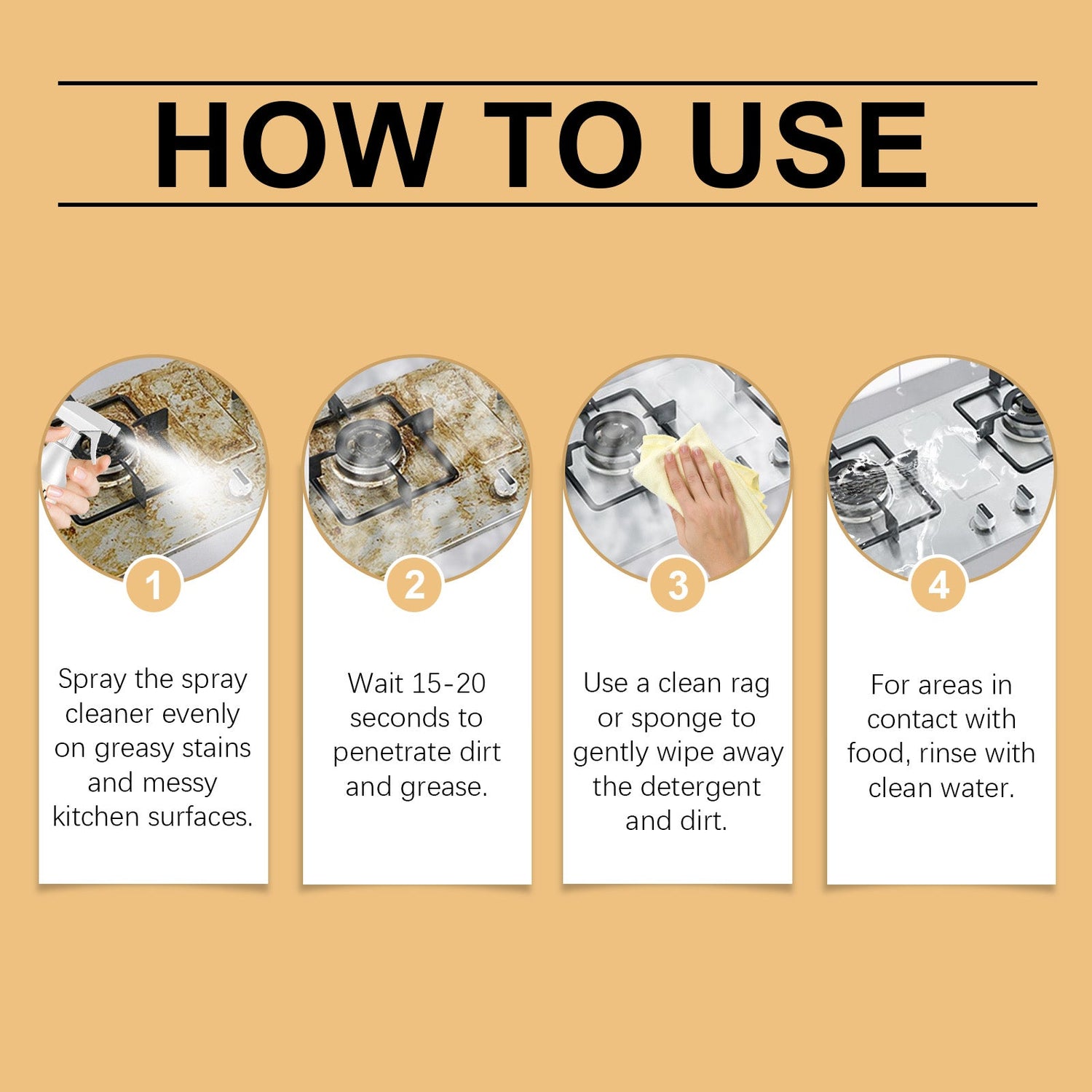 Grease Remover Cleaning Spray Multi-Purpose Kitchen Counter Top Oven Grease Remover Cleaning Spray