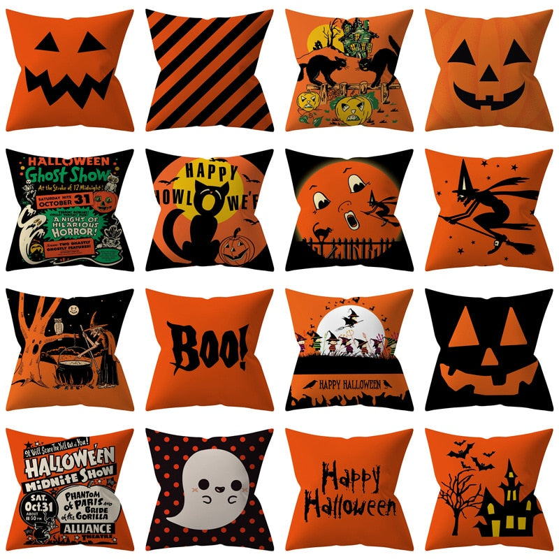 Trick or treat/pumpkin Cushion Cover 45*45cm Happy Halloween Throw Pillow Cover Happy Fall Y&