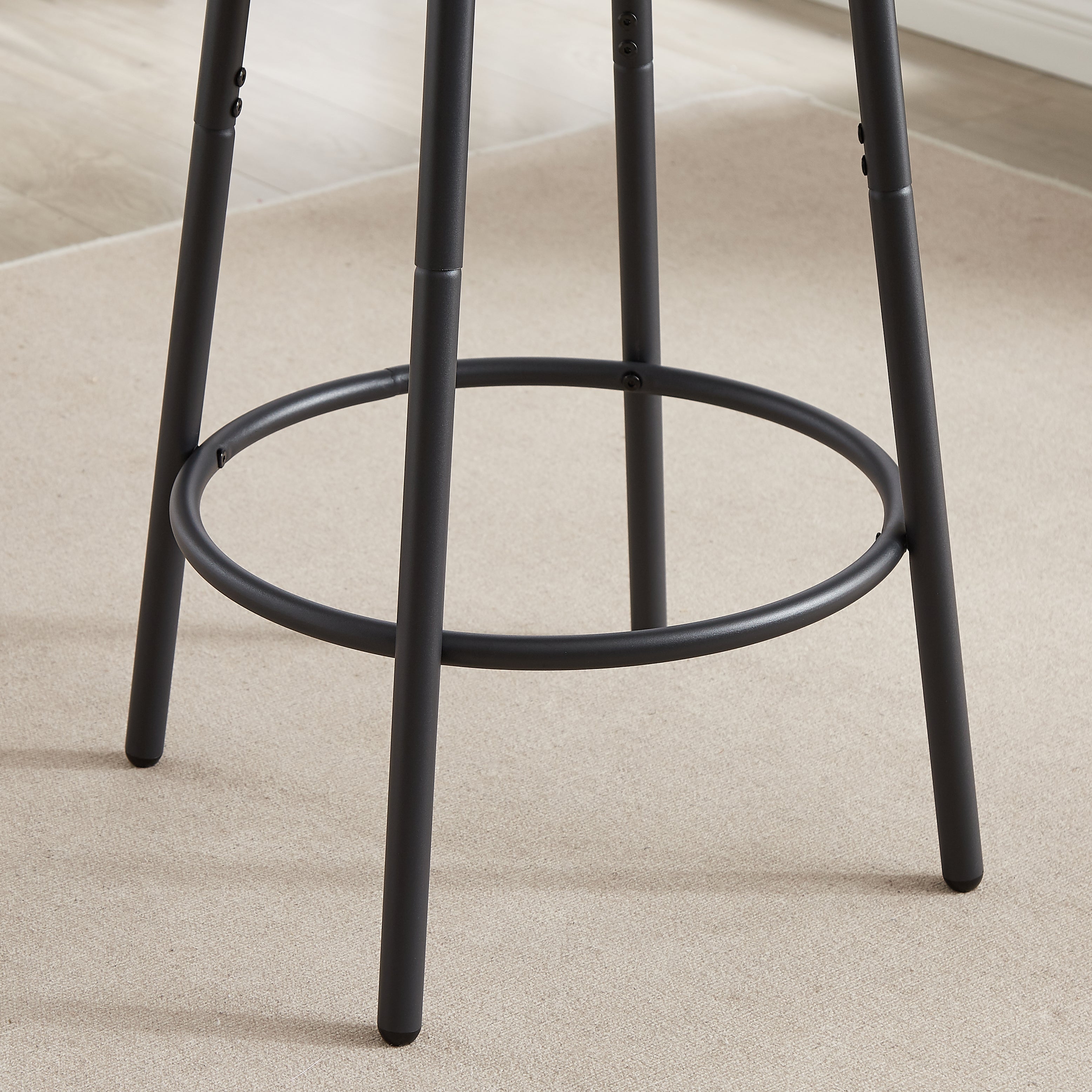 Round bar stool set with shelf upholstered stool with backrest Rustic Brown 23.62&