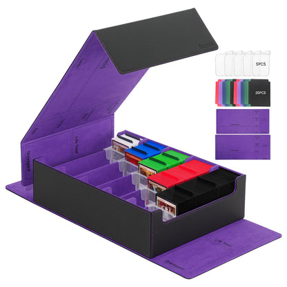 3800+ Capacity Card Storage Box. Includes 20 Dividers, 5 Supporters, Leather Magnetic Closure. Great for YuGiOh &amp; MTG Cards.