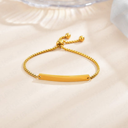 Stainless steel personalized engraved three color curved bracelet simple and personalized women&