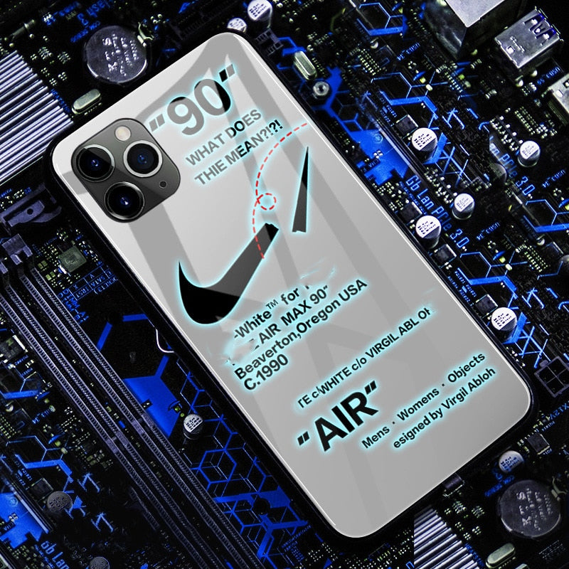 Sport Call Light Case For iPhone 12 11 Pro Max 8 7 6 6S Plus LED Case Tempered Glass Coque Flash Cover For iPhone X XS MAX XR SE