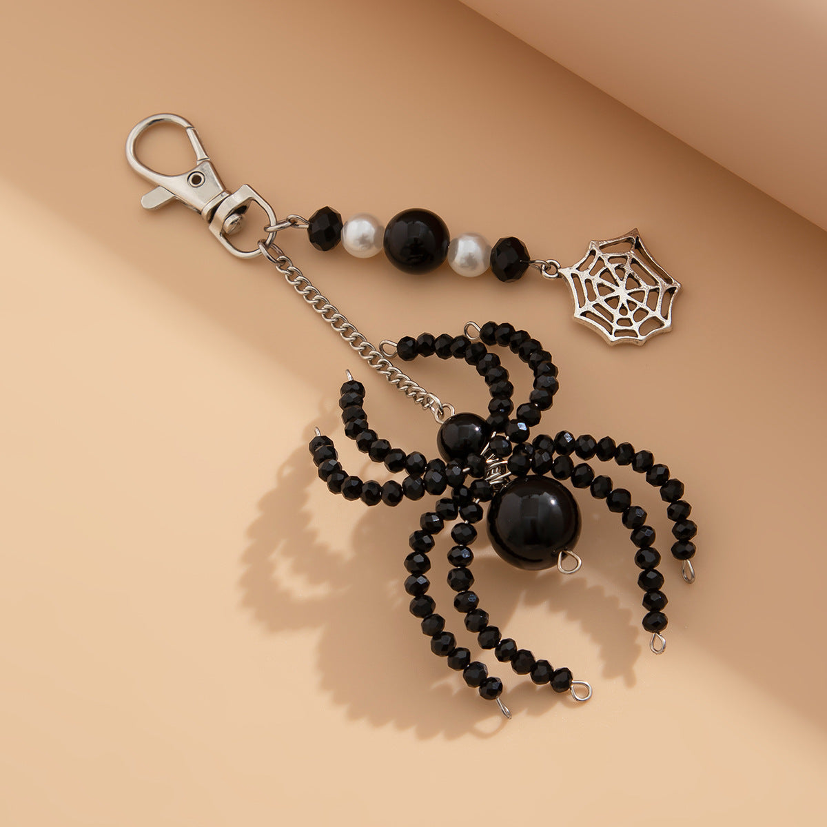 3-piece Sunflower Crystal Keychain White Pearl Weaving Spider Accessory Set