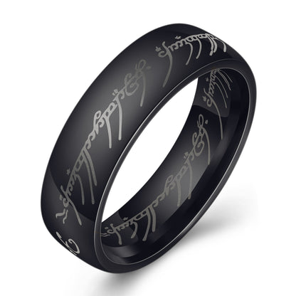 European and American movie peripheral laser Arabic font ring The Lord of the Rings stainless steel 6MM ring personality