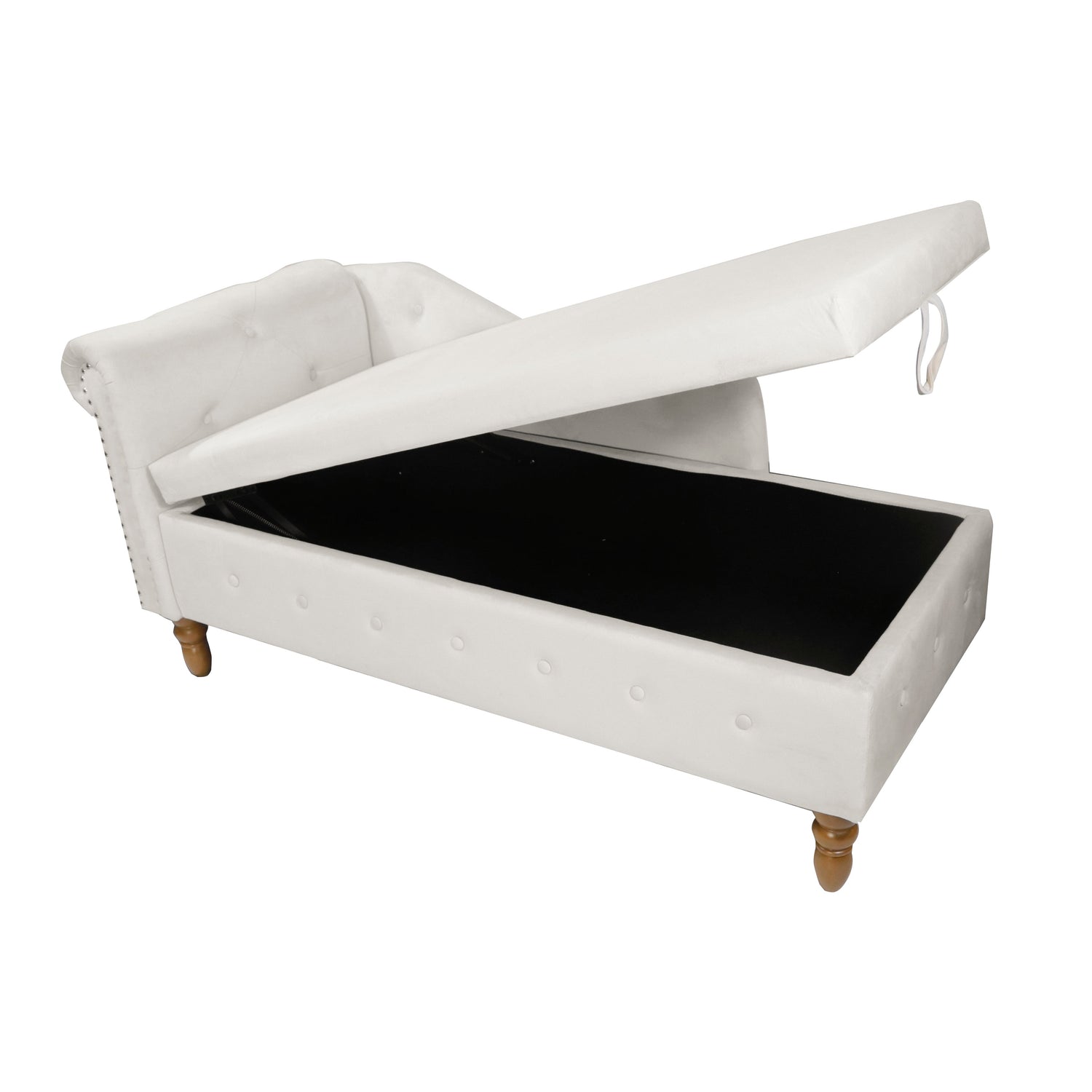 Beige Chaise Lounge Indoor Velvet Lounge Chair for Bedroom with Storage &amp; Pillow Modern Upholstered Rolled Arm Chase Lounge