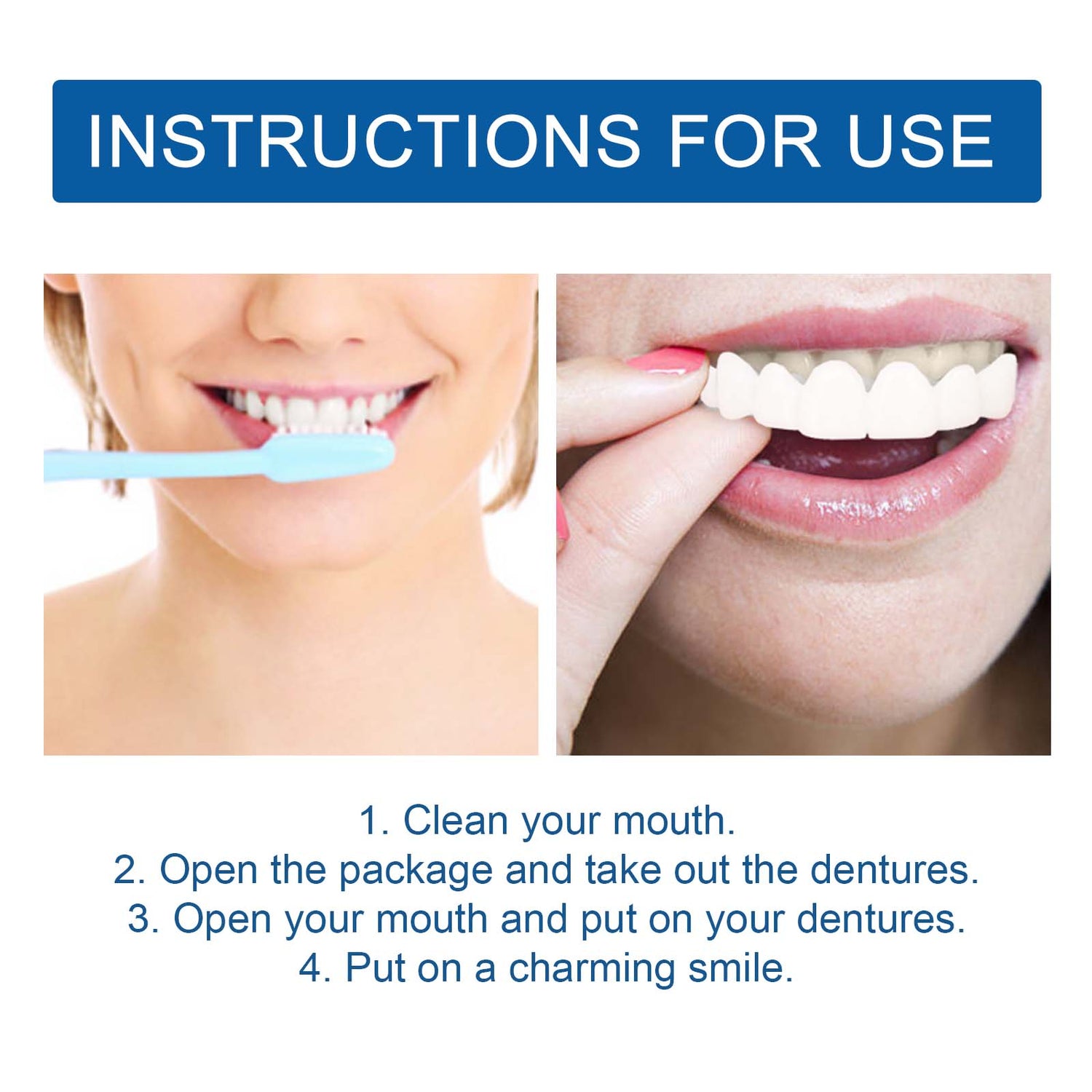 Adjustable Buckle Dentures, Modified Teeth Interdental Set Orthodontic Dentures Set