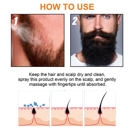 Hair Growth Spray, Men Hair And Beard Thickening Strengthening Anti-loss Care Solution