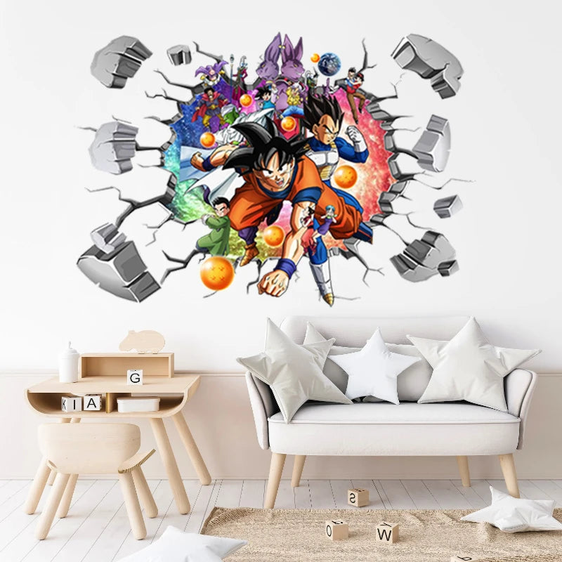 Riman Dragon Ball 3D Wall Sticker Corridor Layout Decorative Sticker Super Saiyan Cartoon DIYSticker Son Goku Children&