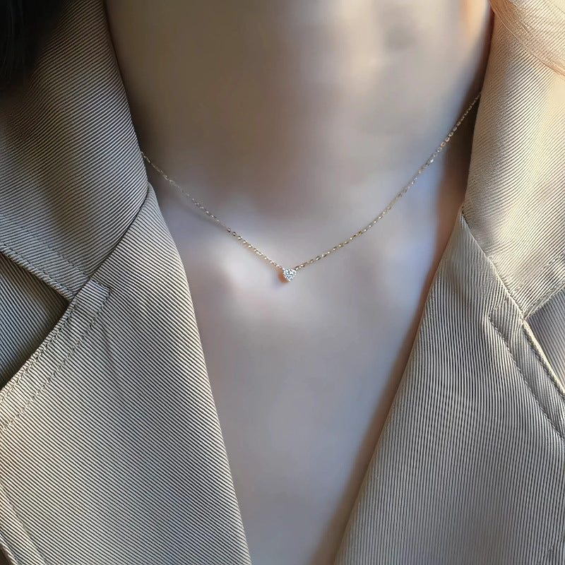 S925 pure silver plated with 14K gold mini heart necklace women&